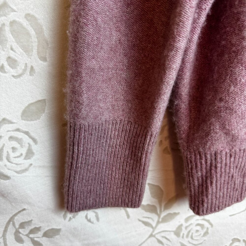 Vince $395 Boiled 100% Cashmere Funnel Neck Pullover in Heather Mauve Orchid - Picture 7 of 7